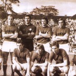 Csapatkép KEK 1975 Takács, Juhász, Géczi, Bálint, Mucha, Megyesi; elöl: Pusztai, Branikovits, Kelemen, Nyilasi, Máté
